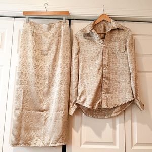 • matching 2pc. golden city button down and maxi skirt set •